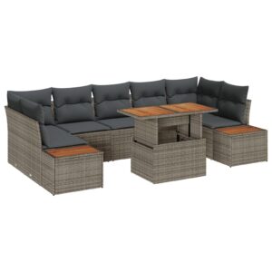 Set de Canapele pentru Grădină  Set de 8 Gri Poliratan