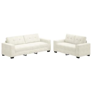 Set canapea 2 piese cu perne din catifea crem