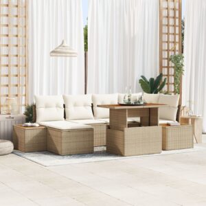 Set de canapea de grădină  Set de 7 Bej Ratan Mobilier de grădină