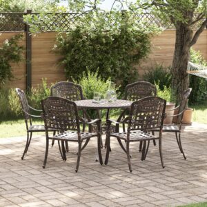 Set de dining pentru grădină , 7 piese, din aluminiu bronzat