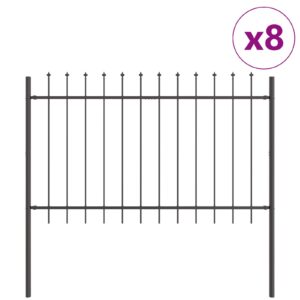 Gard  cu vârf de lance Gri 13,6x1,2 m Oțel