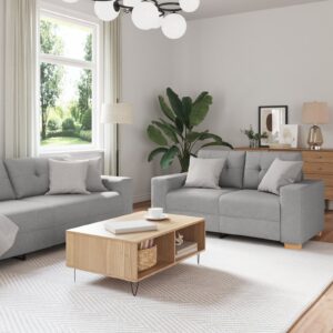 Set canapea  3 piese cu perne, gri nori