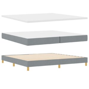 Pat Box Spring  cu Saltea și Bancă Gri deschis 200x200 cm Fabric