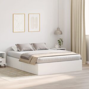 Cadru de pat  Alb MDF Dublu standard Pat cu depozitare