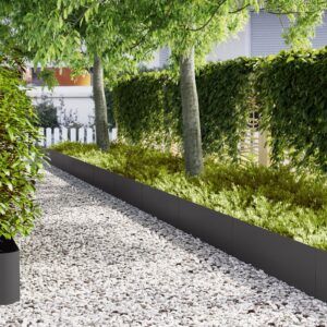 bordură de grădină  50 de bucăți Negru 100x0,5x30 cm Oțel