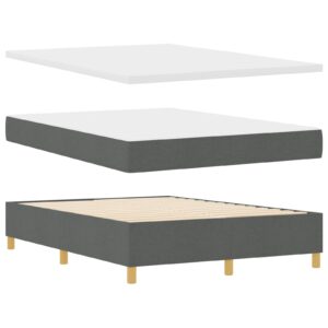 Pat cu saltea și bancă Gri închis 140x190 cm Țesătură