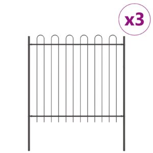 Gard  cu vârf de arc Gri 5,1x1,5 m Oțel