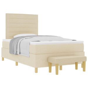 Cadrul de pat  cu saltea Set de 2 Crem Textil 120 x 200 cm