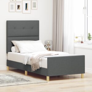 Cadru de pat  gri închis 80x200 cm, din material textil