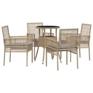 Set mobilier de dining  Set de 5 Bej Poliratan Durabil