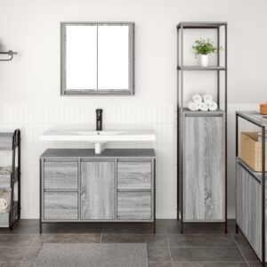 Set de mobilier pentru baie 2 piese  Gri Sonoma din lemn prelucrat
