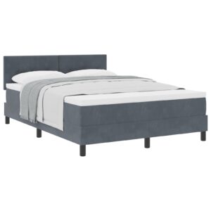 Pat cu saltea tip box spring Gri închis 140x200 cm Catifea