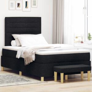 Cadru de Pat  cu Saltea Set de 2 Negru Țesătură 120 x 200 cm
