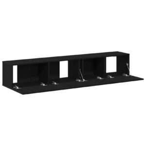 Set de dulap TV 2 piese  Negru din lemn laminat