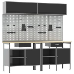 Set de banc de lucru , 8 piese, oțel negru