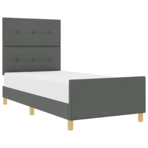 Cadru de Pat  Gri Închis 90x200 cm din Material Textil