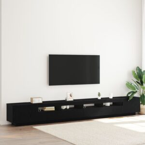 Cabinet TV  cu lumini LED, Stejar negru, 300x35x40 cm, Lemn compozit