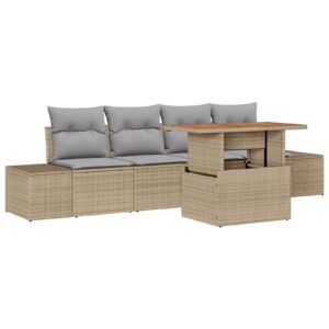 Set de sofa pentru grădină Set de 5 Bej Ratan Set mese grădină