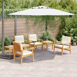 Set de dining pentru grădină cu 6 piese și perne din lemn masiv de acacia