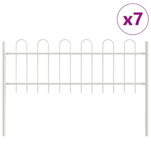 Gard  cu vârf în formă de arc Alb 11,9x0,6 m Oțel