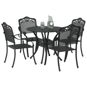 Set de dining pentru grădină , 5 piese, aluminiu turnat negru