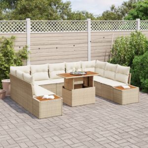 Set de Canapea de Grădină  Set de 6 Bej Ratan Mobilier de Grădină