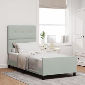 Cadru de pat din catifea gri deschis  80x200 cm