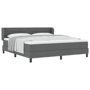 Pat cu arcuri box spring și saltea  Gri închis 180x200 cm Fabric