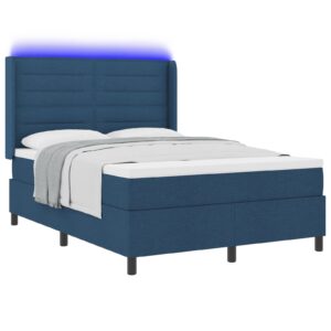 Pat Box Spring  cu Saltea & LED Albastru 140x200 cm Material