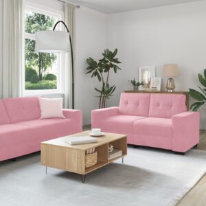 Set canapea 3 piese cu pernecatifea roz