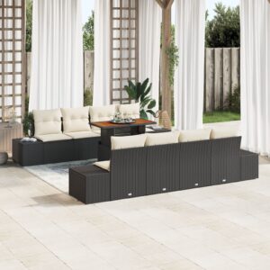 Set de Canapea pentru Grădină  Set de 7 Negru