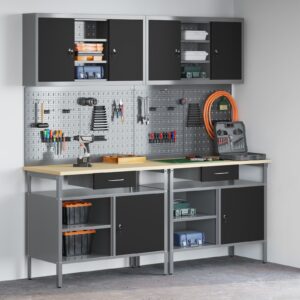 Set banc de lucru 8 piese oțel negru