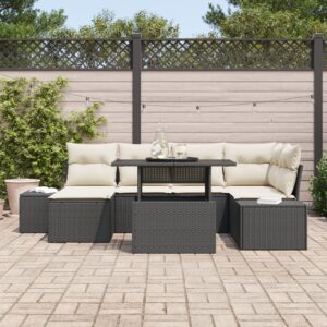 Set de canapea de grădină Set de 7 Bej, Negru
