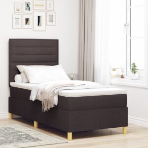 Cadru de Pat cu Saltea Maro Întunecat 100x200 cm Textil