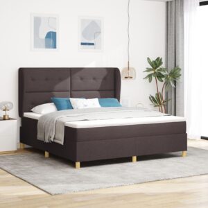 Pat Box Spring  cu saltea maro închis 180x200 cm din țesătură