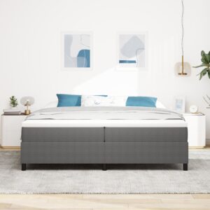 Pat cu tablie Gri deschis 200x200 cm din țesătură de corduroy