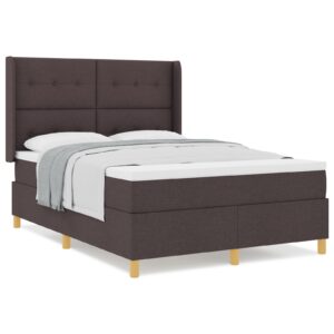 Pat cu saltea Box Spring  Maro închis 140x190 cm Textil