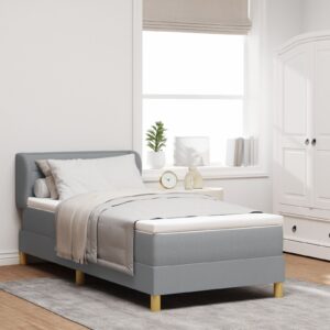 Pat Box Spring  cu Saltea Gri Deschis 90x200 cm țesătură