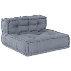 Canapea Modulară cu 3 Locuri Pouffe Convertibilă din Pânză Gri