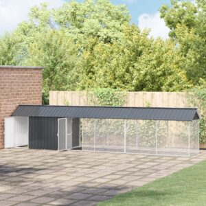 Cușcă pentru Păsări cu Extensie Anthracite 112x640x141 cm Oțel