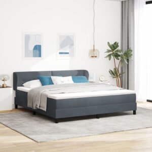 Pat Box Spring  cu Saltea Gri Închis 180x200 cm din Catifea