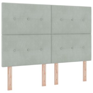 Pat Box Spring  cu Saltea Gri deschis 140x200 cm Catifea