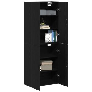 Mobilier 2 piese Stejar Negru 69,5x34x180 cm Lemn prelucrat