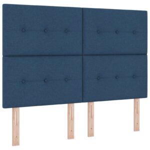 Tăblie Pat Tapițată cu Butoni Albastră 160 cm Textil