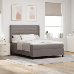 Pat Box Spring  cu Saltea și LED Taupe 140x200 cm Material Textil