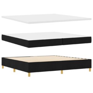 Pat cu tablie cu saltea și bancă Negru 200x200 cm Textile