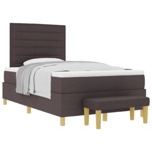 Cadru Pat cu Saltea Set 2 Maro închis Țesătură 120 x 200 cm