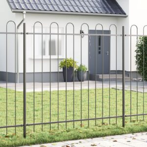 Gard  cu vârf arcuit Gri 13,6x1,5 m din oțel