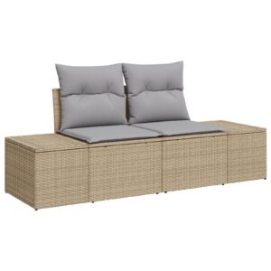 Set de Sofa pentru Grădină  Set de 9 Bej cu Perne Gri