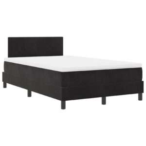Pat cu saltea Box Spring  Negru 120x200 cm Catifea